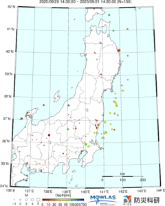 東北から関東の最新地震分布
