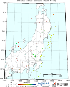 東北から関東の最新地震分布