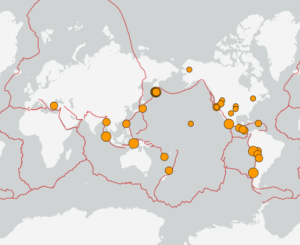 世界最新地震分布(USGS)
