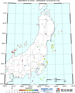 東北から関東の最新地震分布
