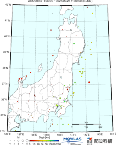 東北から関東の最新地震分布