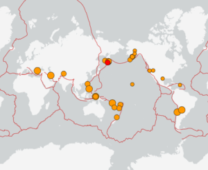 世界最新地震分布(USGS)
