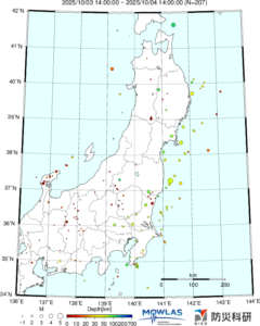 東北から関東の最新地震分布
