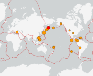 世界最新地震分布(USGS)