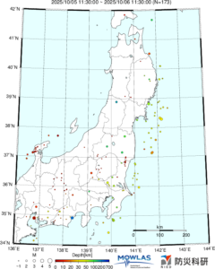東北から関東の最新地震分布