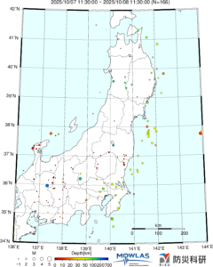 東北から関東の最新地震分布