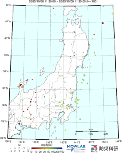 東北から関東の最新地震分布