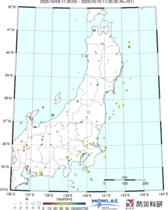 東北から関東の最新地震分布