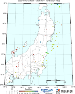 東北から関東の最新地震分布