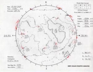 太陽外観図(NOAA)※予報官さんの手書き