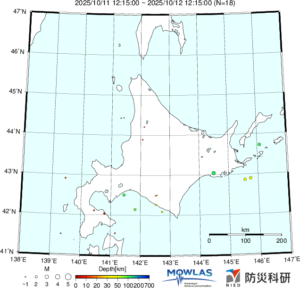 北海道の最新地震分布