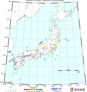 日本全域の最新地震分布