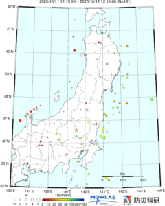 東北から関東の最新地震分布