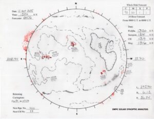 太陽外観図(NOAA)※予報官さんの手書き