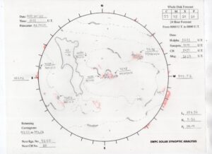 太陽外観図(NOAA)※予報官さんの手書き