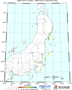東北から関東の最新地震分布