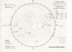 太陽外観図(NOAA)※予報官さんの手書き