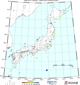 日本全域の最新地震分布