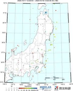 東北から関東の最新地震分布