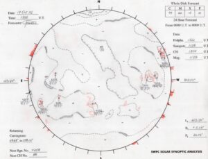 太陽外観図(NOAA)※予報官さんの手書き