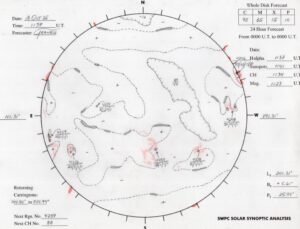 太陽外観図(NOAA)※予報官さんの手書き