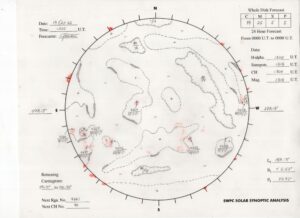 太陽外観図(NOAA)※予報官さんの手書き