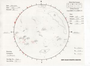 太陽外観図(NOAA)※予報官さんの手書き