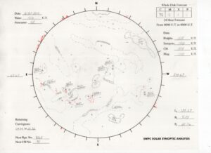 太陽外観図(NOAA)※予報官さんの手書き