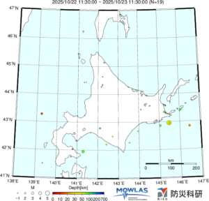 北海道の最新地震分布