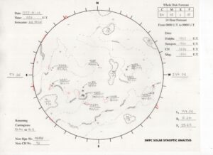 太陽外観図(NOAA)※予報官さんの手書き