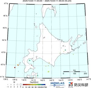 北海道の最新地震分布