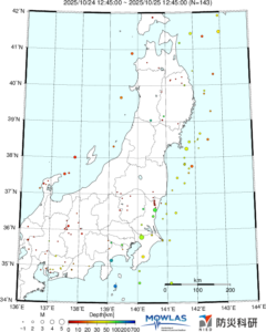 東北から関東の最新地震分布