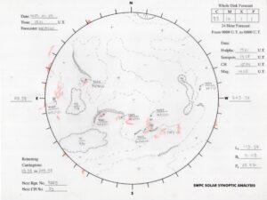 太陽外観図(NOAA)※予報官さんの手書き
