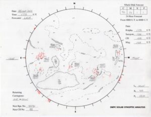 太陽外観図(NOAA)※予報官さんの手書き