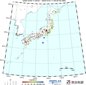 日本全域の最新地震分布(広域)