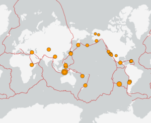 世界最新地震分布(USGS)