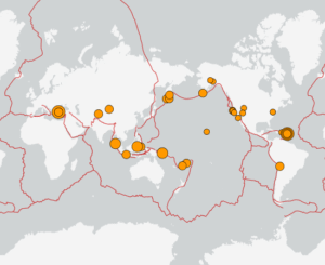 世界最新地震分布(USGS)