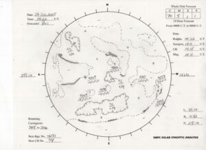 太陽外観図(NOAA)※予報官さんの手書き