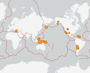 世界最新地震分布(USGS)