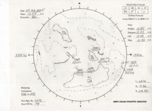 太陽外観図(NOAA)※予報官さんの手書き