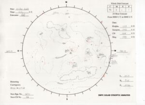 太陽外観図(NOAA)※予報官さんの手書き