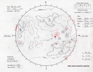 太陽外観図(NOAA)※予報官さんの手書き
