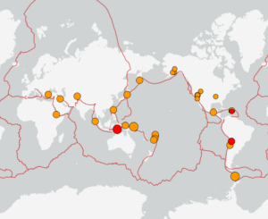世界最新地震分布(USGS)