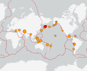 世界最新地震分布(USGS)