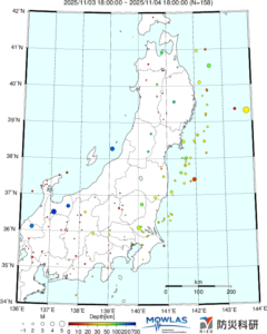 東北から関東の最新地震分布