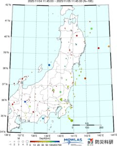 東北から関東の最新地震分布