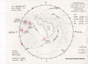 太陽外観図(NOAA)※予報官さんの手書き