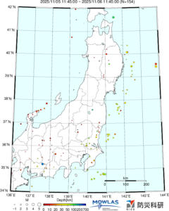 東北から関東の最新地震分布