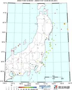 東北から関東の最新地震分布