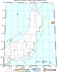東北から関東の最新地震分布